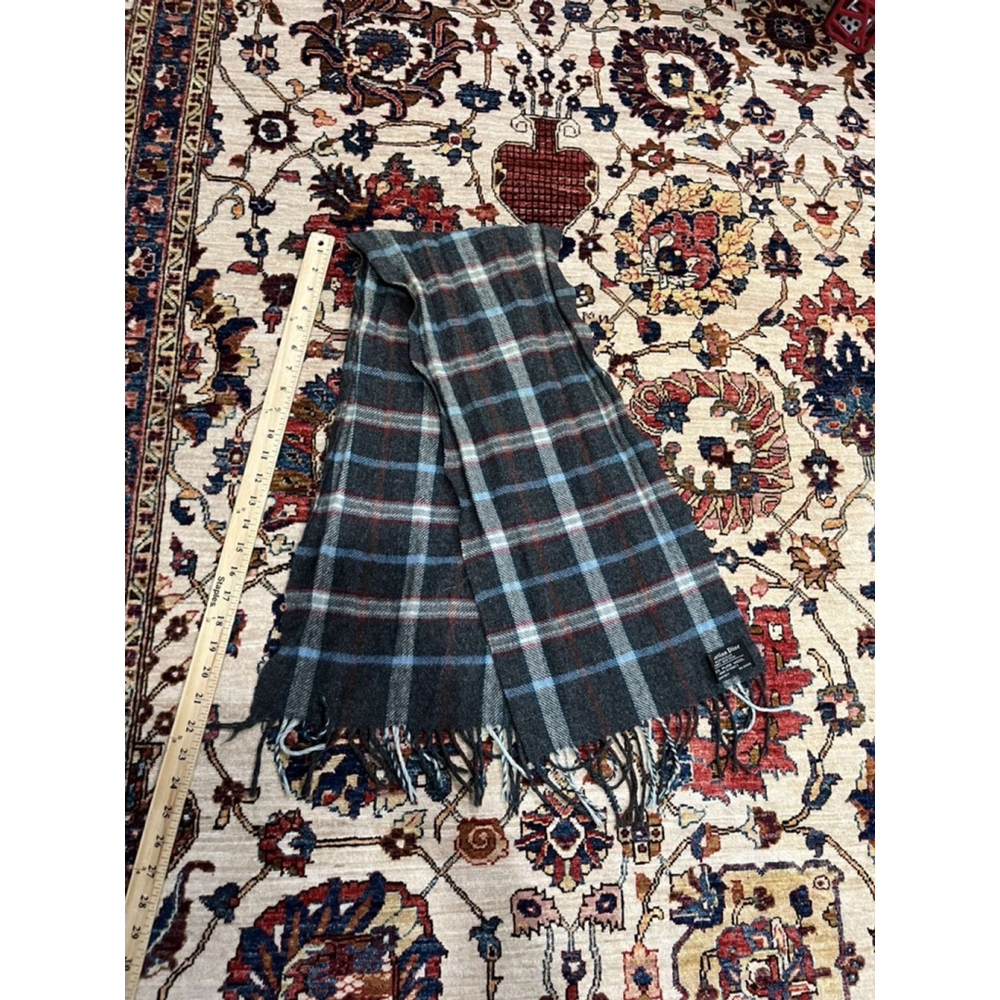 Vintage Christian Dior Mens Pure New Wool Plaid Made in France Scarf